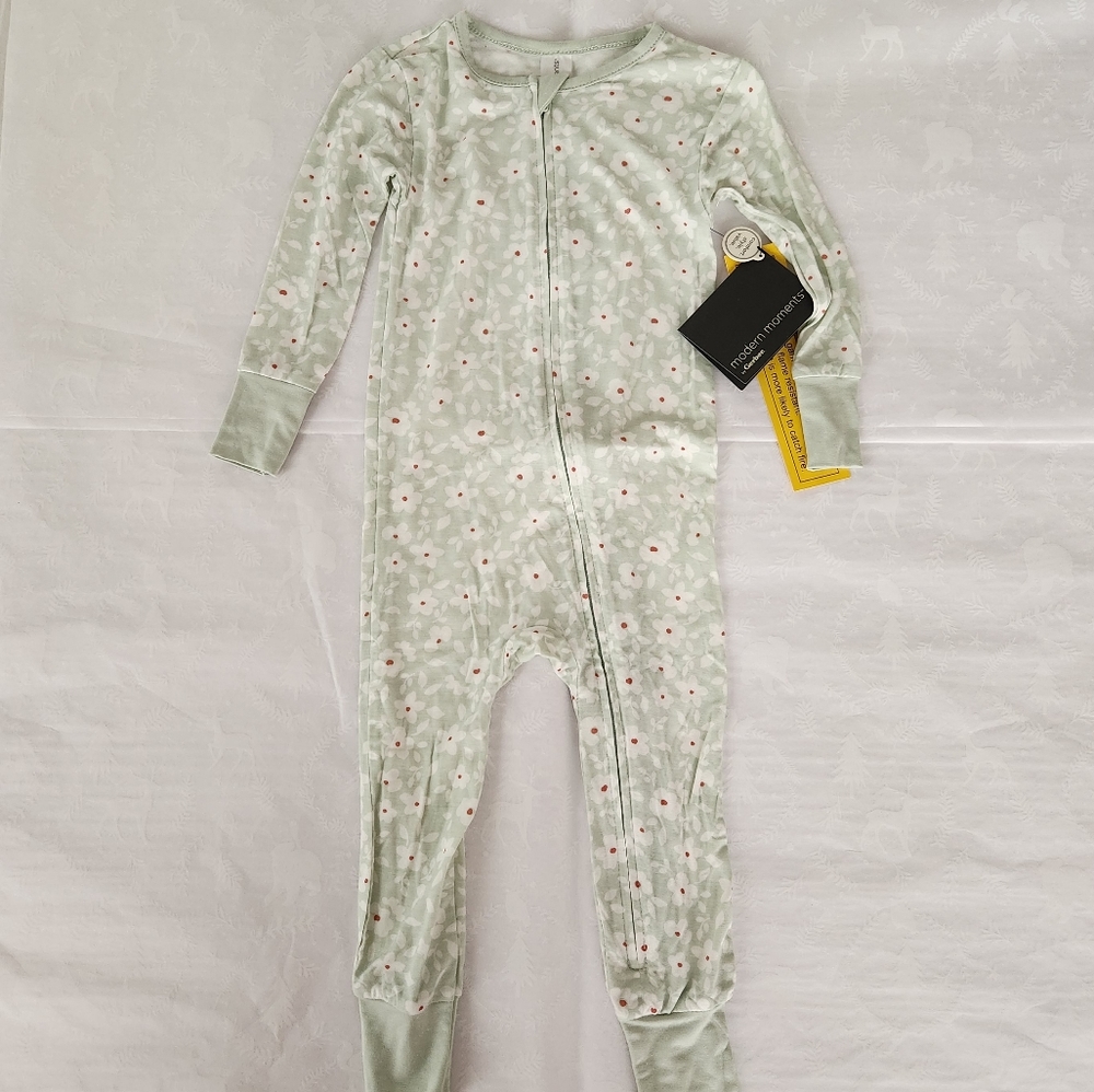 ✨️💕NWT Modern moments Gerber baby pajamas set floral viscose 18 months green